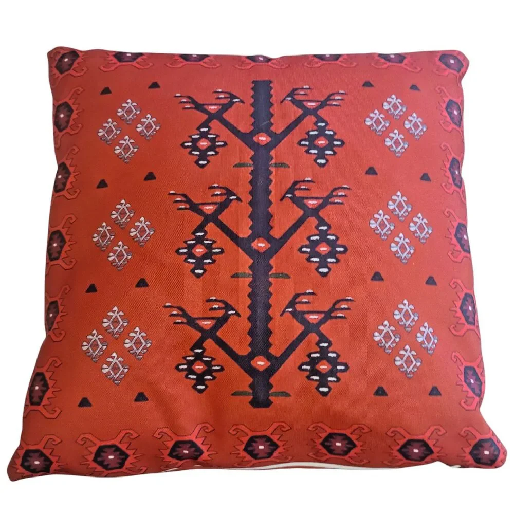 Serbian Pattern Red Throw Pillow Home Decor 16x16 Made in USA Jondo